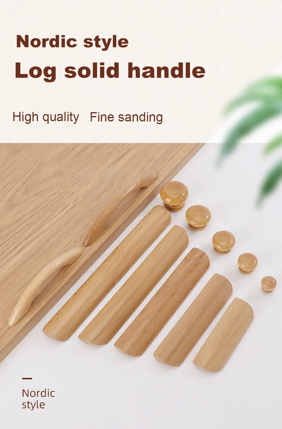1Pc Solid Wooden Furniture Handle Drawer Pulls Cabinet Wood Handles Environmental Friendly Wardrobe Knob with Mounting Screws