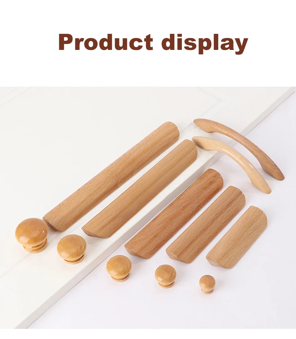 1Pc Solid Wooden Furniture Handle Drawer Pulls Cabinet Wood Handles Environmental Friendly Wardrobe Knob with Mounting Screws