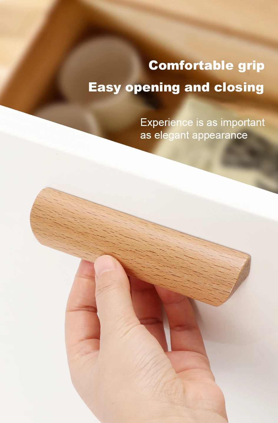 1Pc Solid Wooden Furniture Handle Drawer Pulls Cabinet Wood Handles Environmental Friendly Wardrobe Knob with Mounting Screws