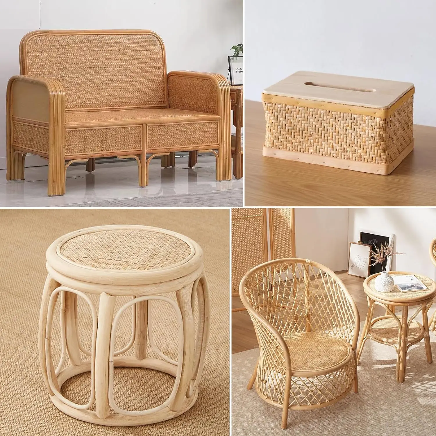 Cane Webbing 35/40/45/50cm Width Rattan Roll, Large Size Natural Rattan webbing Caning material Rattan fabric for Furniture DIY