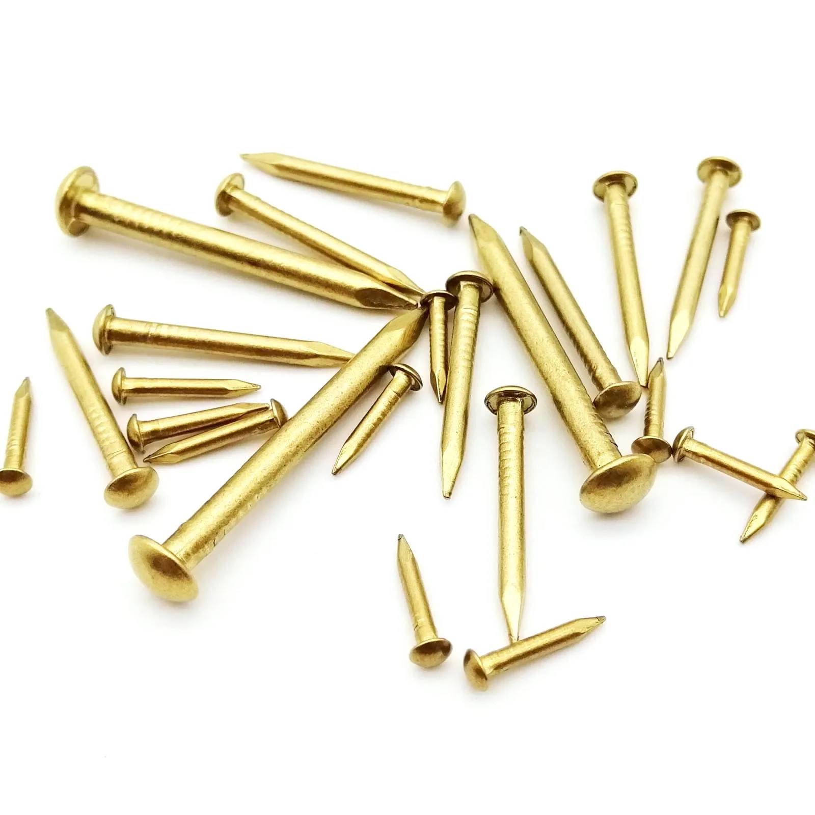 Antique Brass Bronze Golden Diameter 1.2mm 1.5mm 2mm 2.8mm Pure Copper Small Mini Round Head Furniture Nail Tack Length=8–50mm