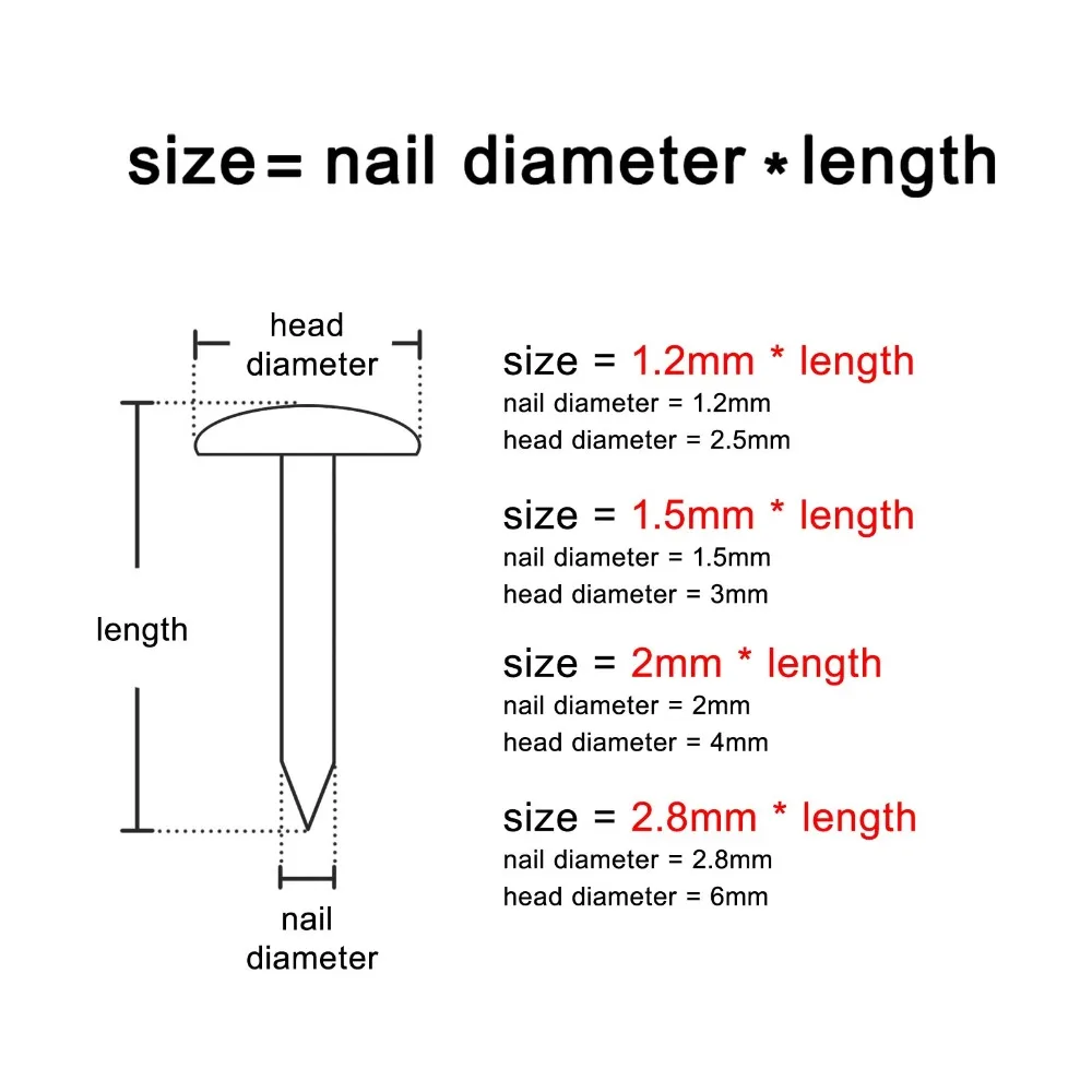 Antique Brass Bronze Golden Diameter 1.2mm 1.5mm 2mm 2.8mm Pure Copper Small Mini Round Head Furniture Nail Tack Length=8–50mm