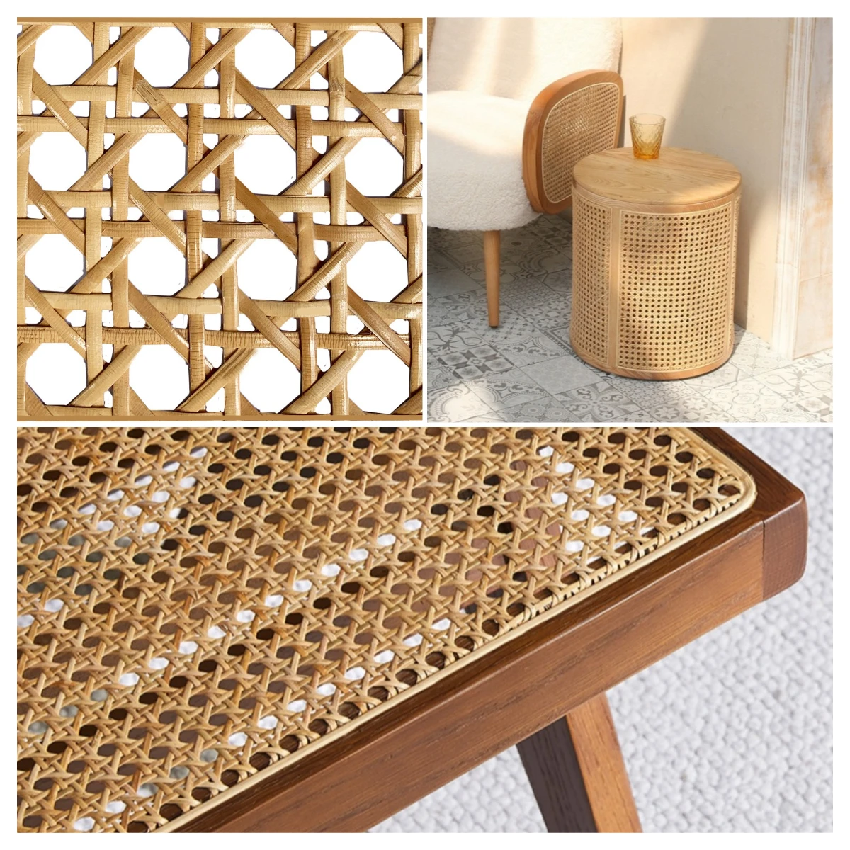 Natural Rattan Cane Webbing Roll 55/60/65/70cm Width Large Size Rattan Roll, Caning Material Rattan fabric for Caning Projects