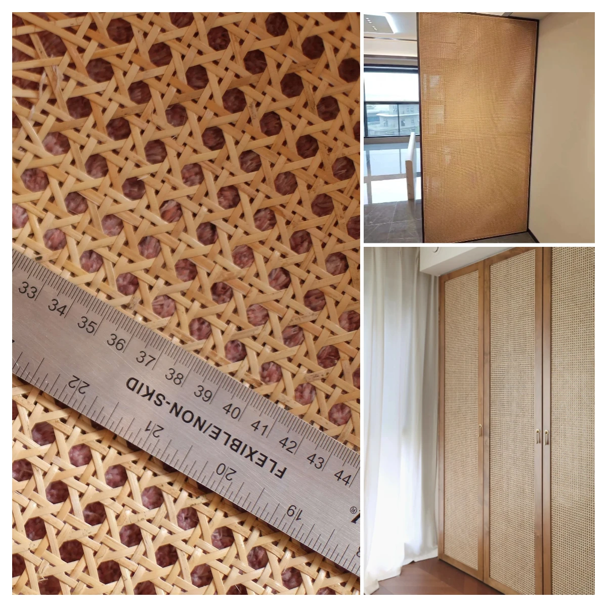Natural Rattan Cane Webbing Roll 55/60/65/70cm Width Large Size Rattan Roll, Caning Material Rattan fabric for Caning Projects
