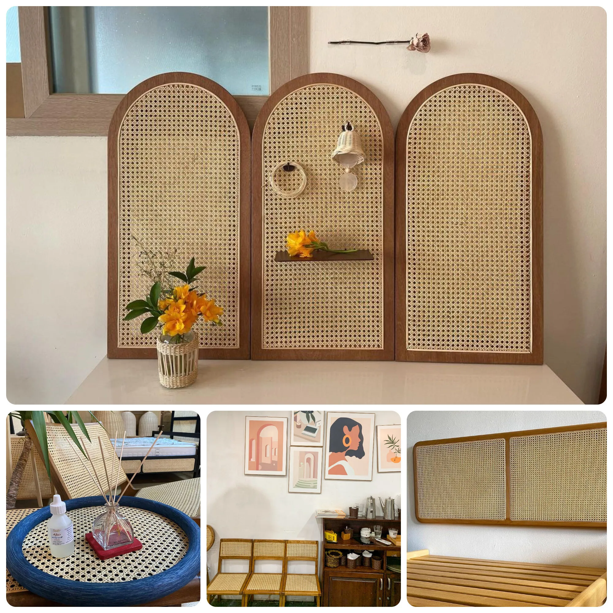 Natural Rattan Cane Webbing Roll 55/60/65/70cm Width Large Size Rattan Roll, Caning Material Rattan fabric for Caning Projects