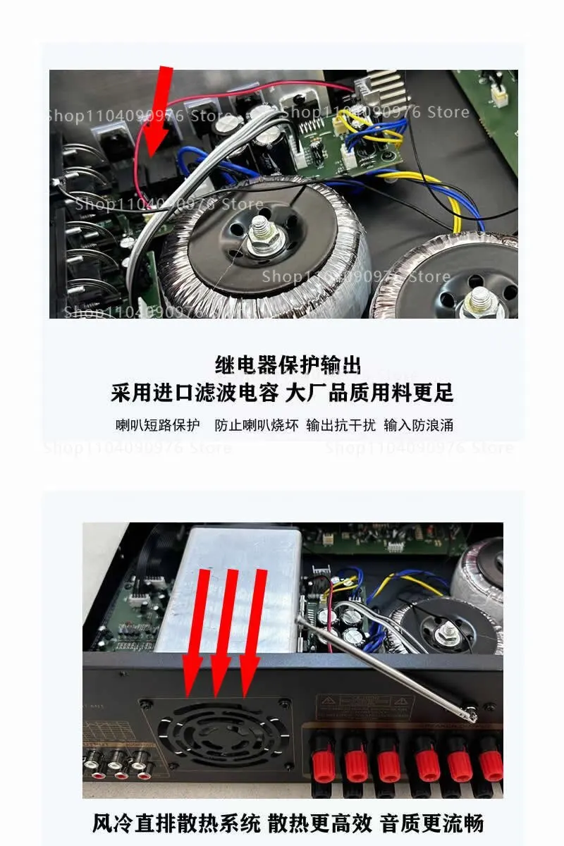 7.1 Channel High Power Bluetooth Home Theater Amplifier for KTV Surround Sound 2000W