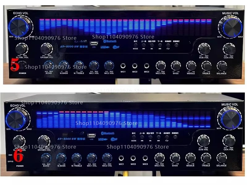 7.1 Channel High Power Bluetooth Home Theater Amplifier for KTV Surround Sound 2000W