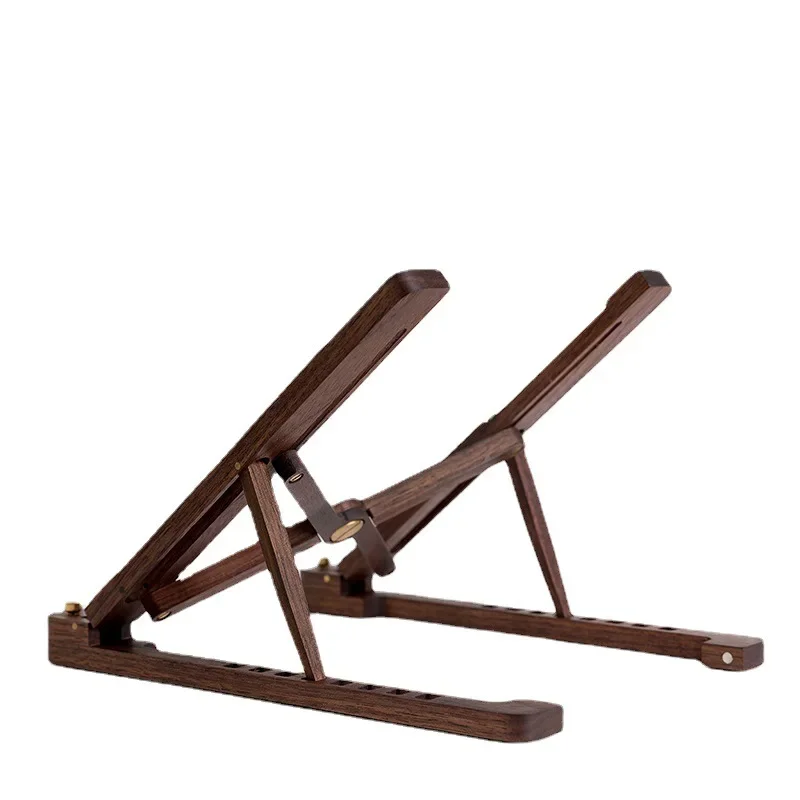 Foldable Wooden Laptop Stand with 8-Height Adjustment for MacBook Air/Pro, 11–17 Inch Portable Computer Holder