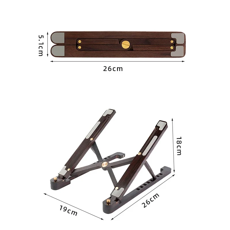 Foldable Wooden Laptop Stand with 8-Height Adjustment for MacBook Air/Pro, 11–17 Inch Portable Computer Holder