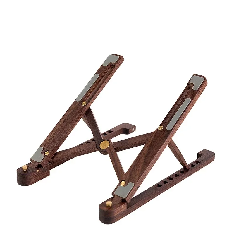 Foldable Wooden Laptop Stand with 8-Height Adjustment for MacBook Air/Pro, 11–17 Inch Portable Computer Holder