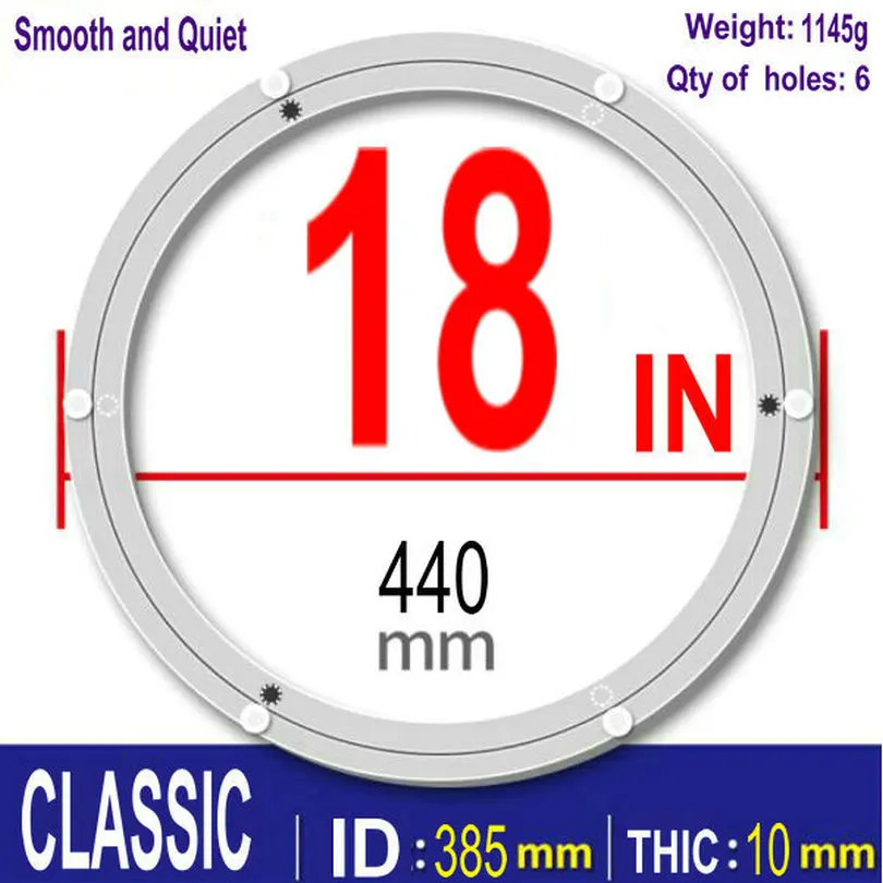 CLASSIC 18 inch 445mm Furniture Hardware Accessories Lazy Susan Aluminum Swivel Plate