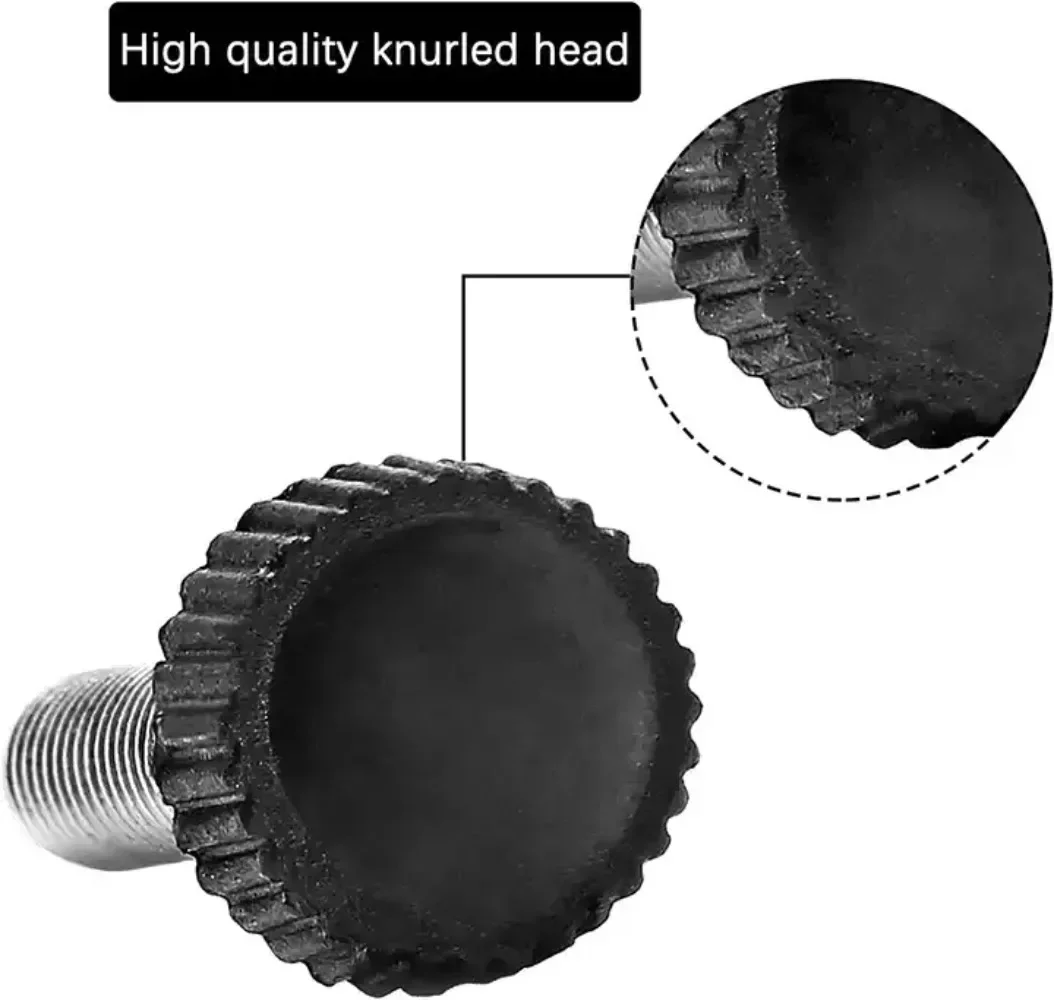Male Thread Knurled Thumb Screw Clamping Knobs Grip Thumb Screw On Type Round Head Black Adjustable Knob Screw Plastic Shell