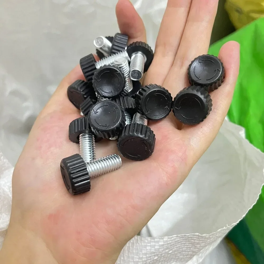 Male Thread Knurled Thumb Screw Clamping Knobs Grip Thumb Screw On Type Round Head Black Adjustable Knob Screw Plastic Shell