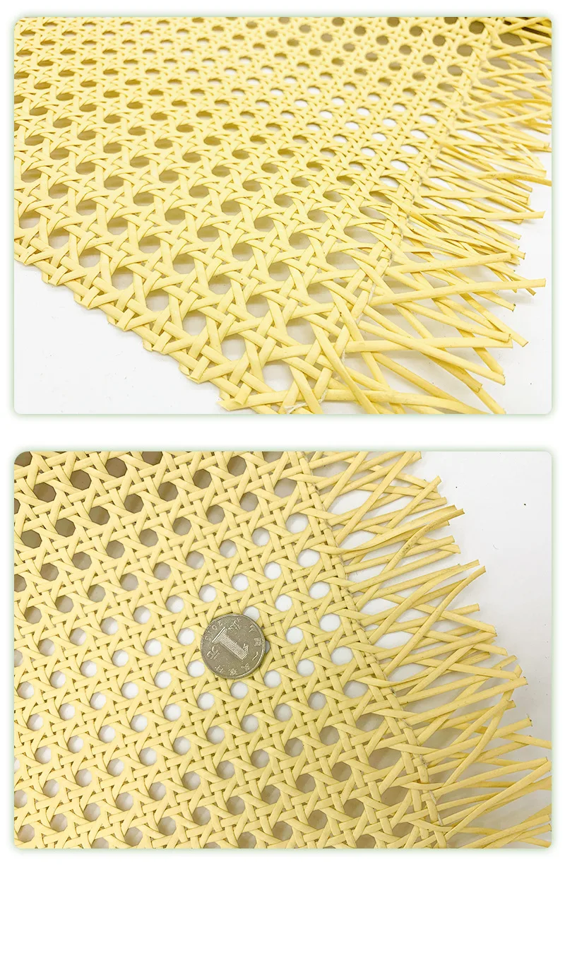 Yellow Coffee Primary Color Vinyl Cane Webbing Wicker Grid Rattan Roll Weaving Material for Chair Cabinet Furniture Decor Hot