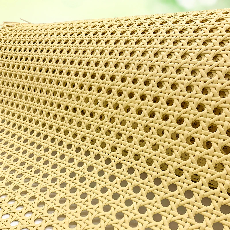Yellow Coffee Primary Color Vinyl Cane Webbing Wicker Grid Rattan Roll Weaving Material for Chair Cabinet Furniture Decor Hot