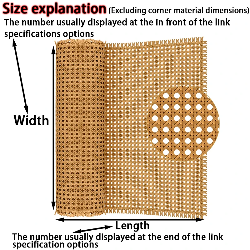 Yellow Coffee Primary Color Vinyl Cane Webbing Wicker Grid Rattan Roll Weaving Material for Chair Cabinet Furniture Decor Hot