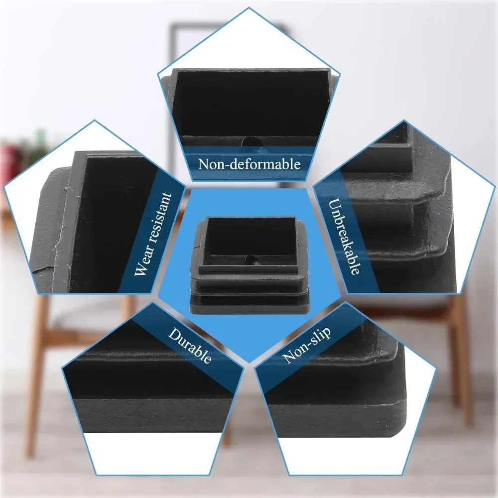 50MM square tube end cap plastic plug black plug square plug Furniture tables and chairs plastic square steel tube cover end cap