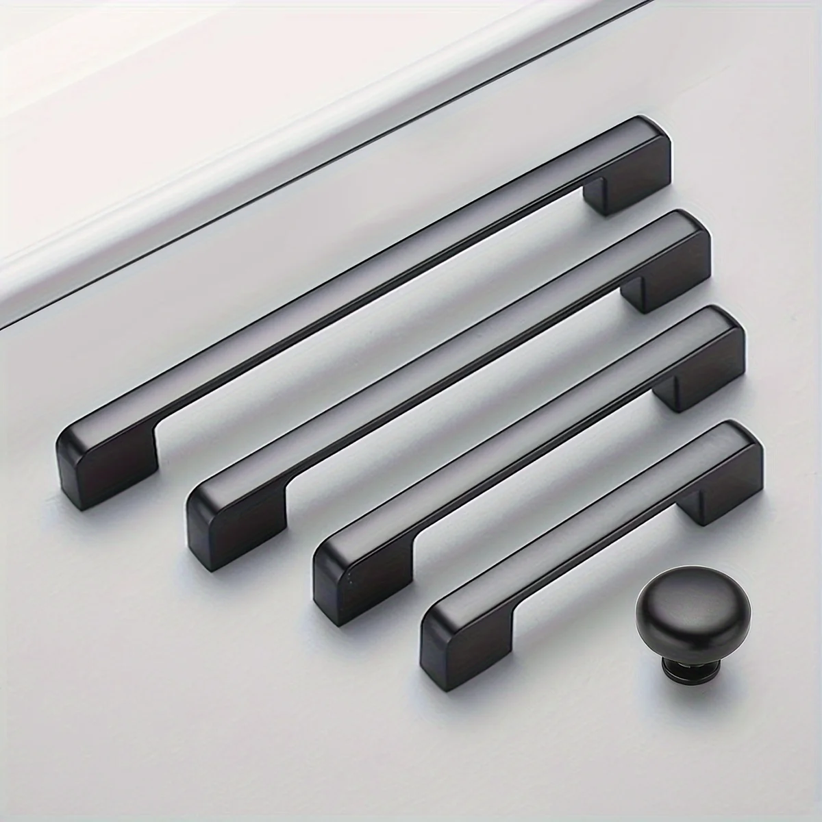 1/5pc Black Aluminum Alloy Cabinet Handles Modern Kitchen Drawer Pulls Matte Black Furniture Door Handles for Wardrobe Cupboard