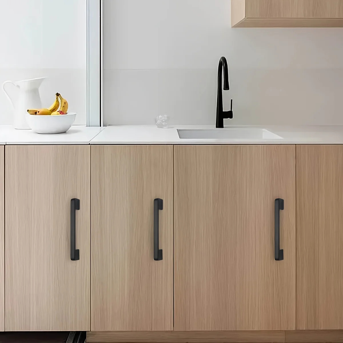 1/5pc Black Aluminum Alloy Cabinet Handles Modern Kitchen Drawer Pulls Matte Black Furniture Door Handles for Wardrobe Cupboard