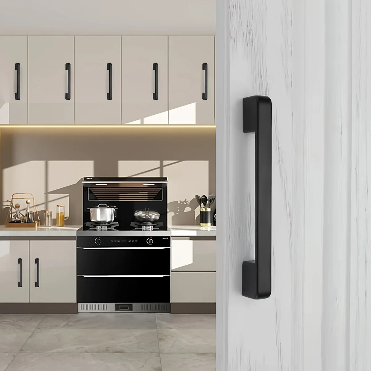 1/5pc Black Aluminum Alloy Cabinet Handles Modern Kitchen Drawer Pulls Matte Black Furniture Door Handles for Wardrobe Cupboard