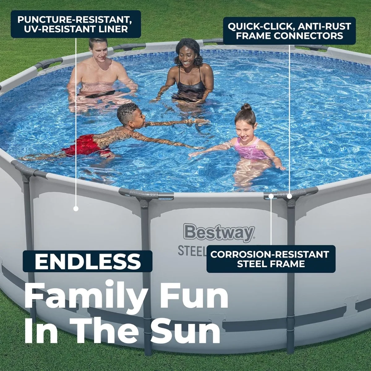 Bestway Steel Pro MAX 13' X 48" Above Ground Pool, Round Metal Frame Outdoor Swimming Pool Set With Filter Pump, Ladder, And Cov
