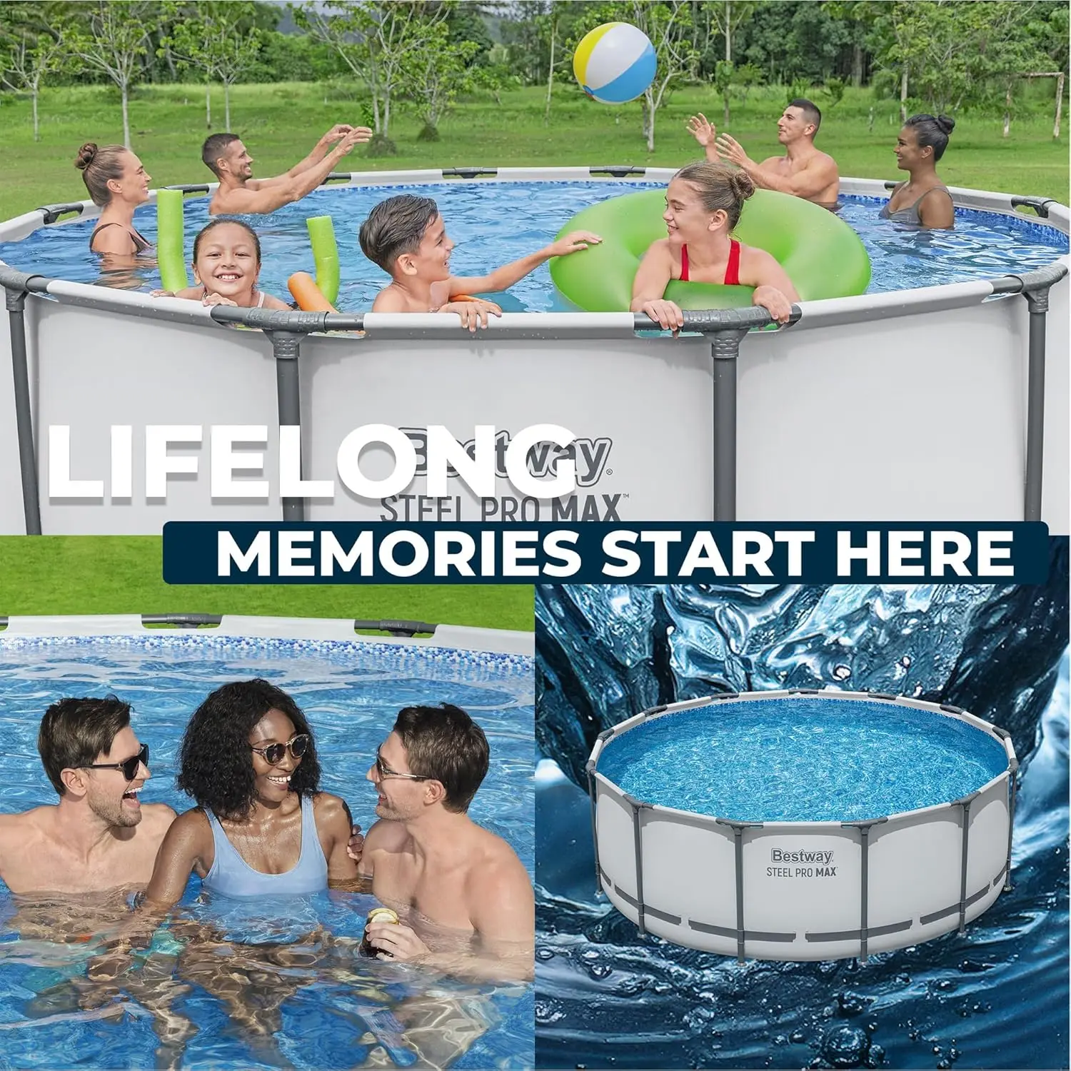 Bestway Steel Pro MAX 13' X 48" Above Ground Pool, Round Metal Frame Outdoor Swimming Pool Set With Filter Pump, Ladder, And Cov