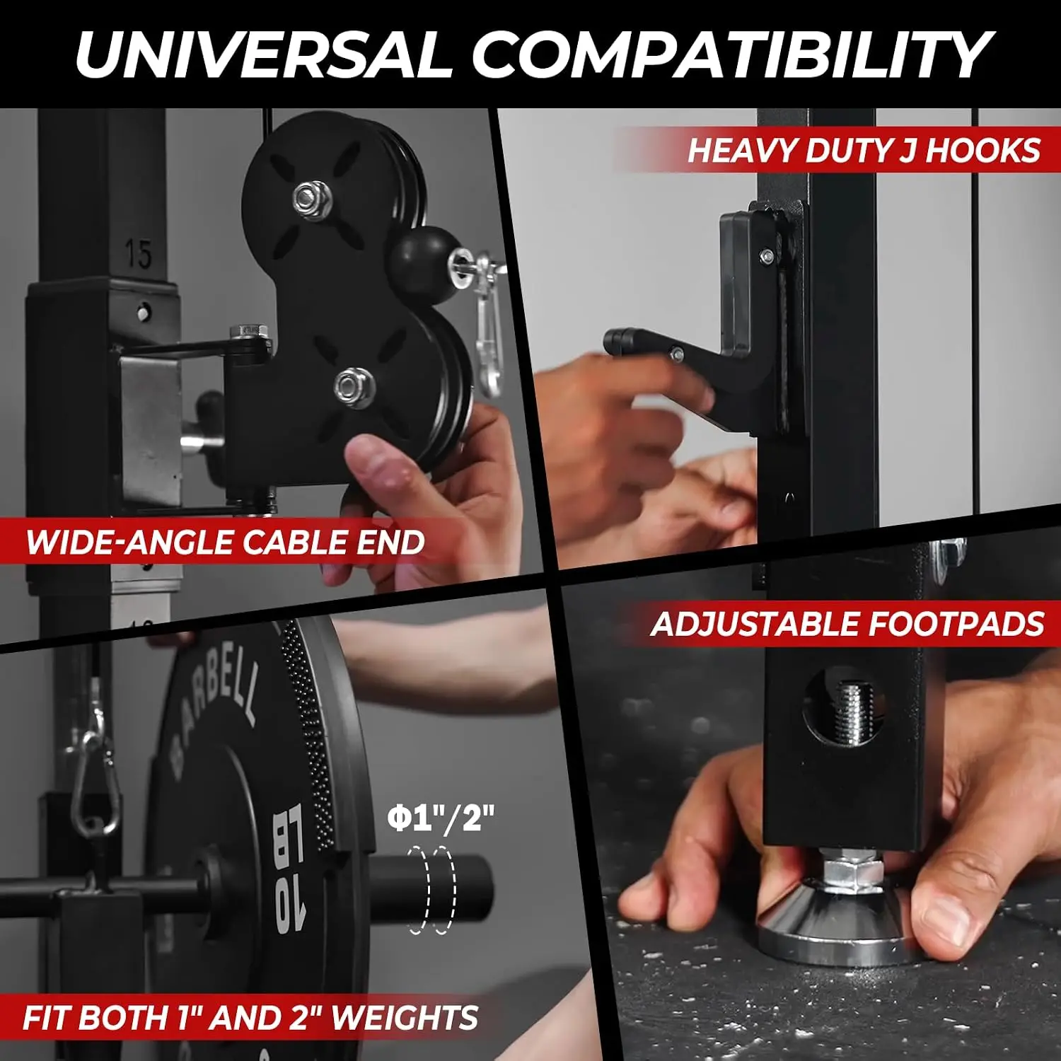 Folding Squat Rack, Wall Mounted Power Rack with Cable Crossover Machine & LAT Pull Down, Functional Trainer with 5, Customized