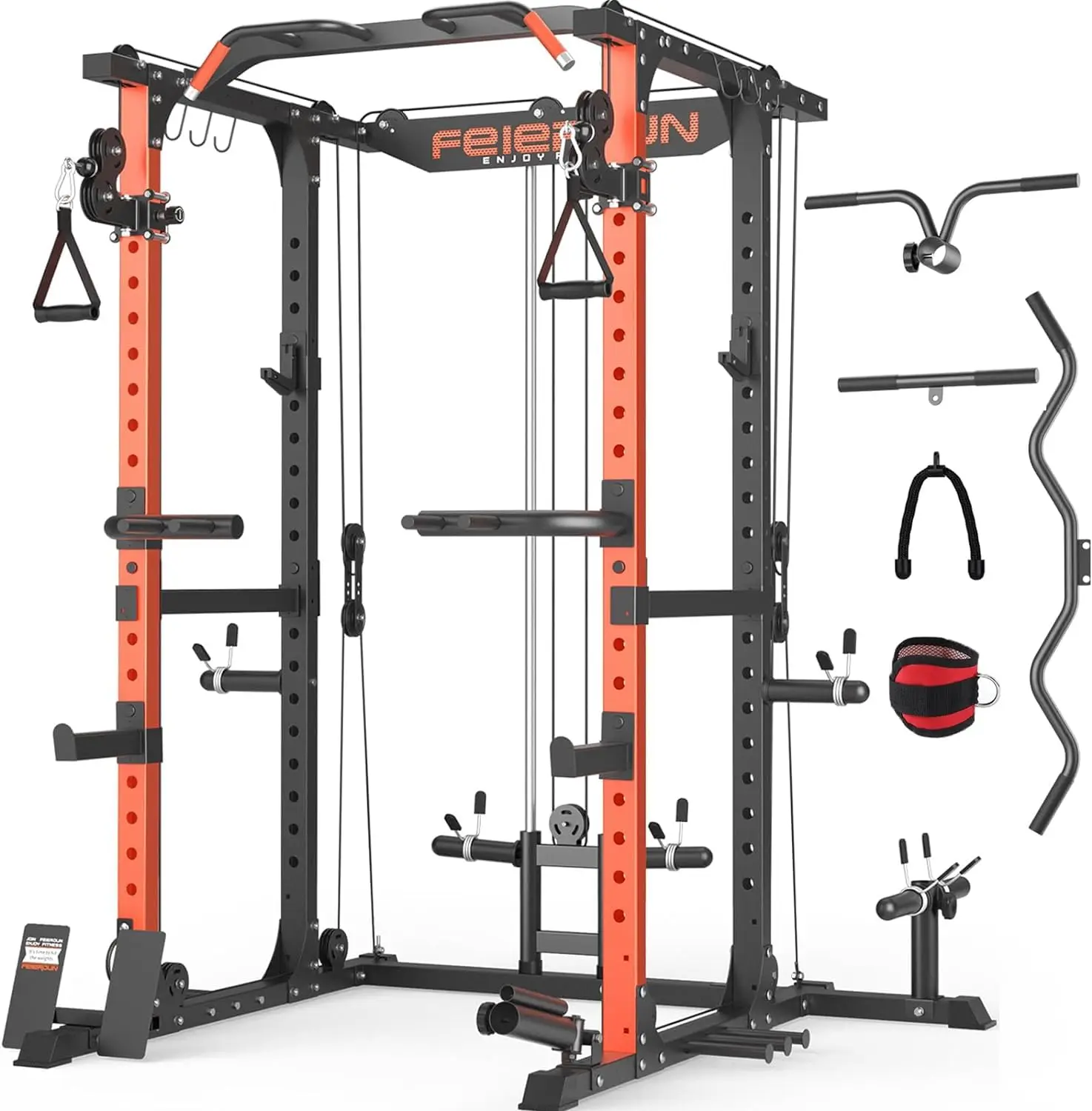 RK4 Power Rack, Power Cage Multi Function Squat Rack with Cable Crossover System,2000LBS Capacity with LAT, Customized