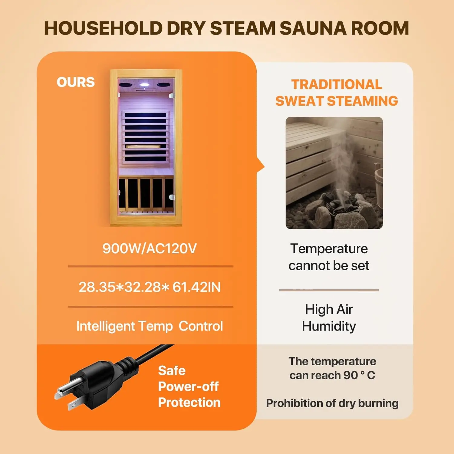 Infrared Sauna Room Indoor Home Obeche Wood 900W, Custom