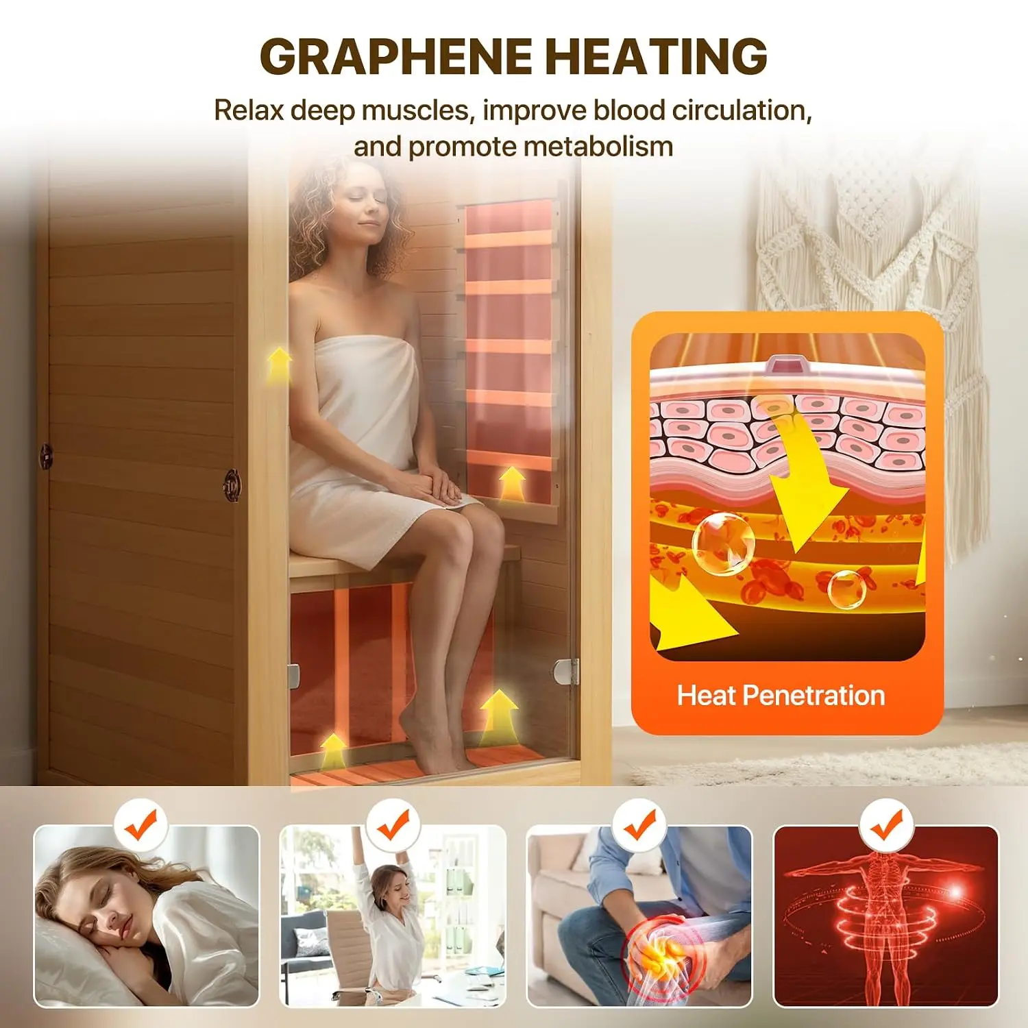Infrared Sauna Room Indoor Home Obeche Wood 900W, Custom