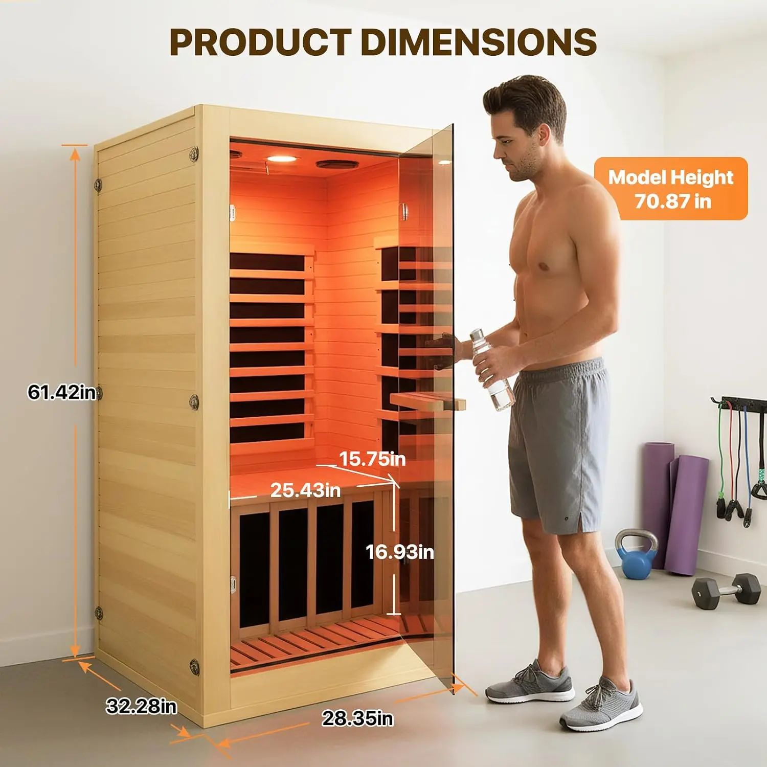 Infrared Sauna Room Indoor Home Obeche Wood 900W, Custom