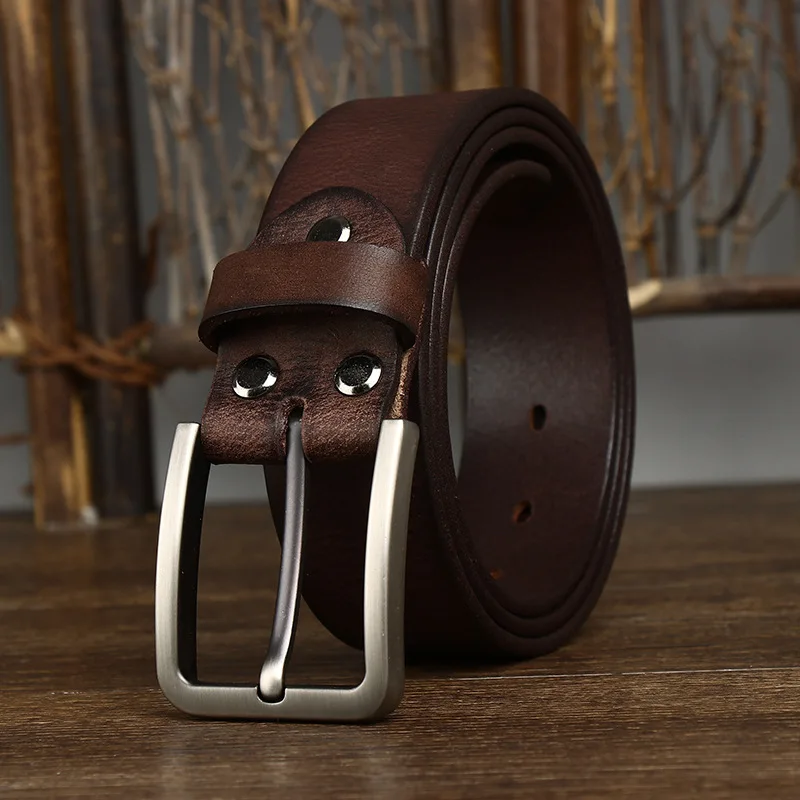 3.8CM Genuine Leather For Men's High Quality Buckle Jeans Cowskin Casual Belts Business Cowboy Waistband Male Fashion Designer
