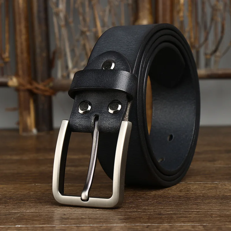 3.8CM Genuine Leather For Men's High Quality Buckle Jeans Cowskin Casual Belts Business Cowboy Waistband Male Fashion Designer