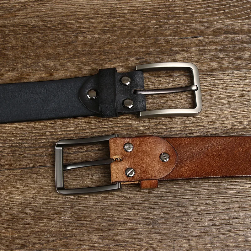 3.8CM Genuine Leather For Men's High Quality Buckle Jeans Cowskin Casual Belts Business Cowboy Waistband Male Fashion Designer