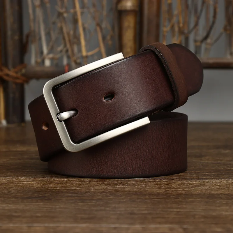3.8CM Genuine Leather For Men's High Quality Buckle Jeans Cowskin Casual Belts Business Cowboy Waistband Male Fashion Designer