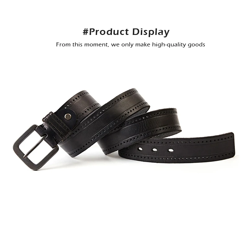 MEDYLA Natural Leather Belt Men's Hard Metal Matte Buckle Men's Original Leather Belt 105-150cm Jeans Belt Screw Accessories