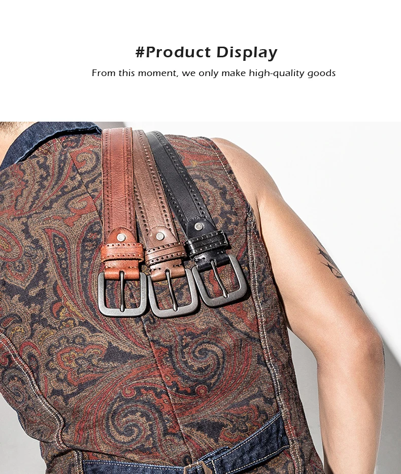 MEDYLA Natural Leather Belt Men's Hard Metal Matte Buckle Men's Original Leather Belt 105-150cm Jeans Belt Screw Accessories
