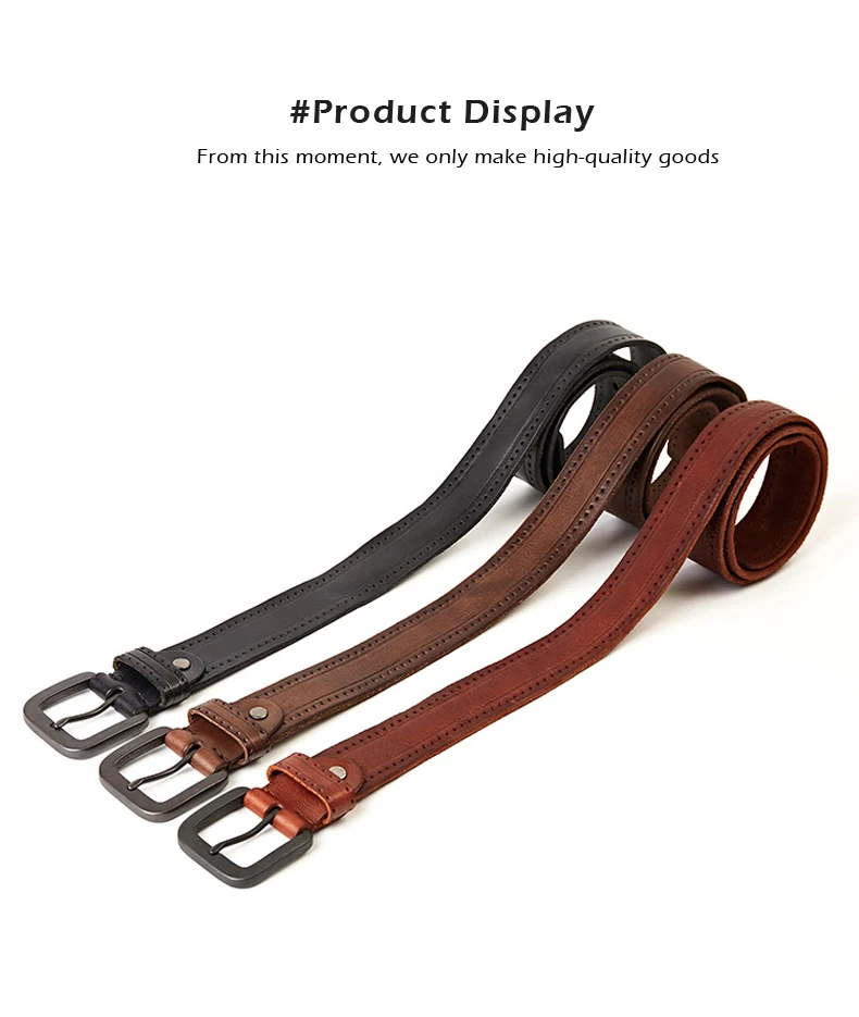 MEDYLA Natural Leather Belt Men's Hard Metal Matte Buckle Men's Original Leather Belt 105-150cm Jeans Belt Screw Accessories