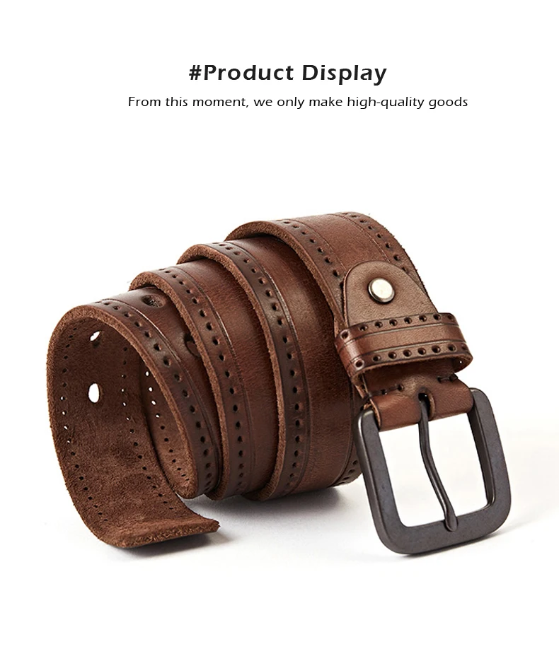 MEDYLA Natural Leather Belt Men's Hard Metal Matte Buckle Men's Original Leather Belt 105-150cm Jeans Belt Screw Accessories