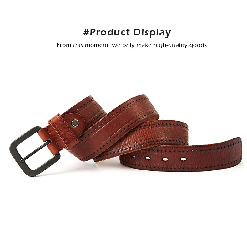 MEDYLA Natural Leather Belt Men's Hard Metal Matte Buckle Men's Original Leather Belt 105-150cm Jeans Belt Screw Accessories