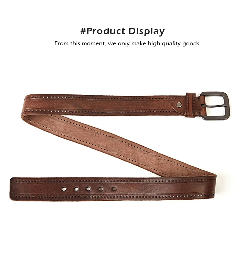 MEDYLA Natural Leather Belt Men's Hard Metal Matte Buckle Men's Original Leather Belt 105-150cm Jeans Belt Screw Accessories
