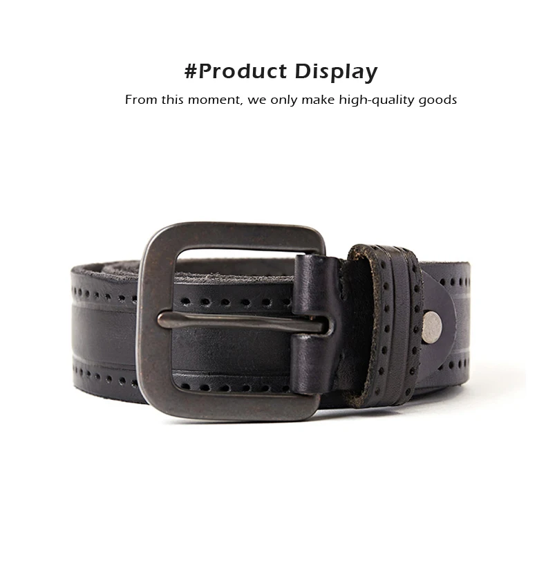 MEDYLA Natural Leather Belt Men's Hard Metal Matte Buckle Men's Original Leather Belt 105-150cm Jeans Belt Screw Accessories