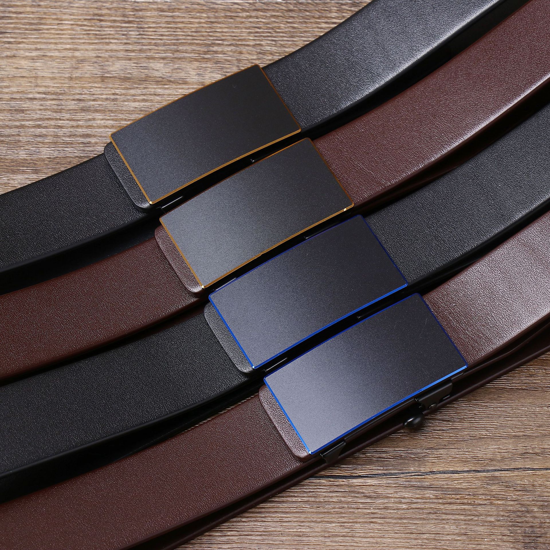 3.5CM Thick Cowhide Genuine Leathe Jeans Belt Business Toothless Automatic Buckle Belt Men High Quality Luxury Male Strap Cintos