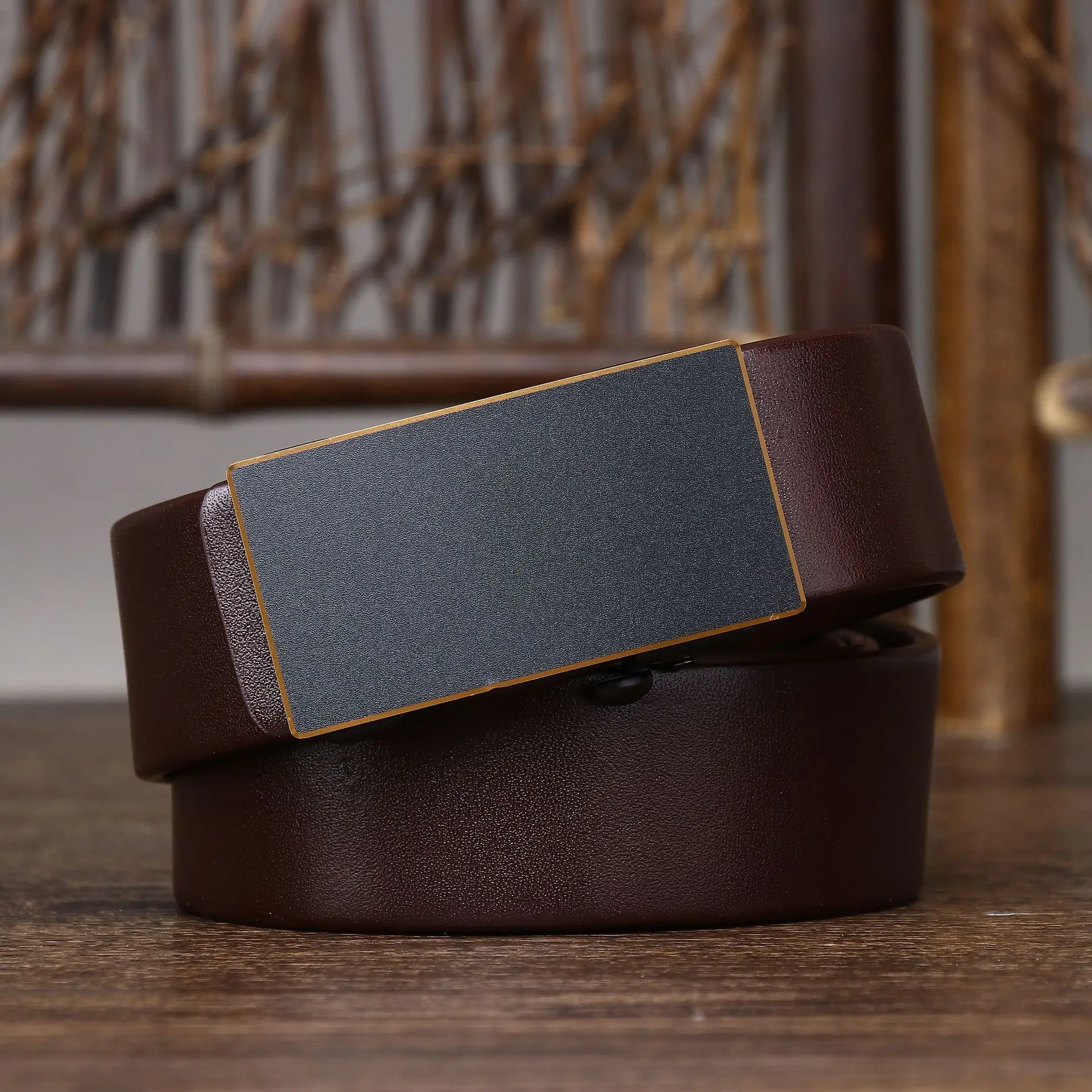 3.5CM Thick Cowhide Genuine Leathe Jeans Belt Business Toothless Automatic Buckle Belt Men High Quality Luxury Male Strap Cintos