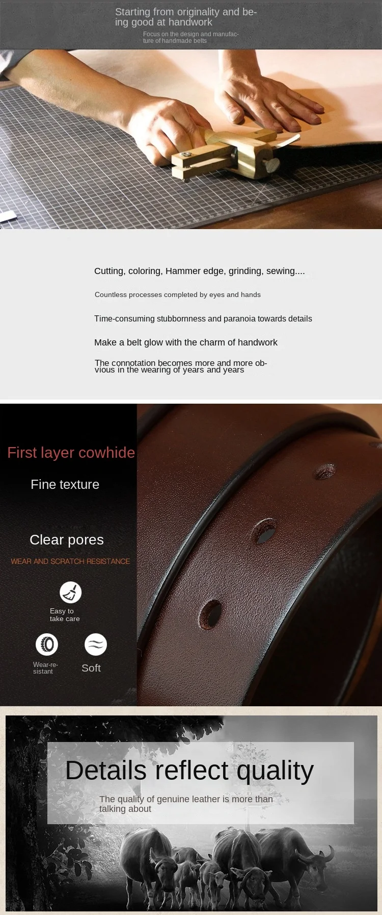 3.5CM Thick Cowhide Genuine Leathe Jeans Belt Business Toothless Automatic Buckle Belt Men High Quality Luxury Male Strap Cintos