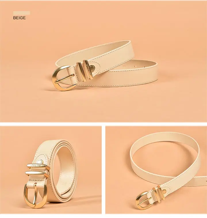 BeauToday Belt Women Cow Leather Horseshoe Buckle Sewing Retro Designer Ladies Jeans Dress Waistband Handmade 91005