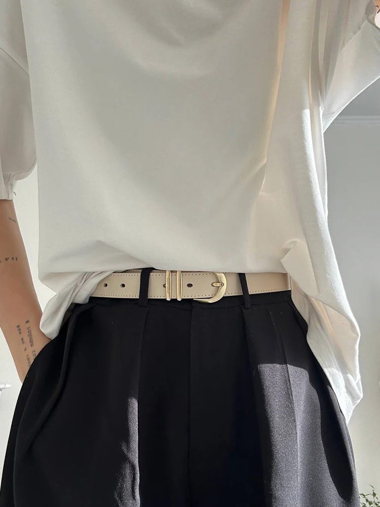BeauToday Belt Women Cow Leather Horseshoe Buckle Sewing Retro Designer Ladies Jeans Dress Waistband Handmade 91005