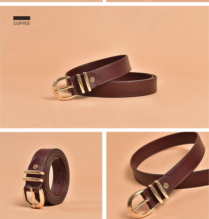 BeauToday Belt Women Cow Leather Horseshoe Buckle Sewing Retro Designer Ladies Jeans Dress Waistband Handmade 91005
