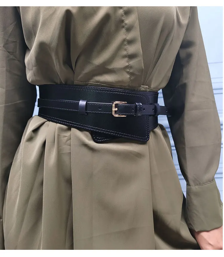 Real Leather Wide Waistband Fashion Versatile Decoration Waist Accessories Women's Waist Seal Dress Coat Pure Cowhide Belts