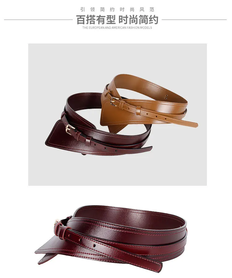 Real Leather Wide Waistband Fashion Versatile Decoration Waist Accessories Women's Waist Seal Dress Coat Pure Cowhide Belts